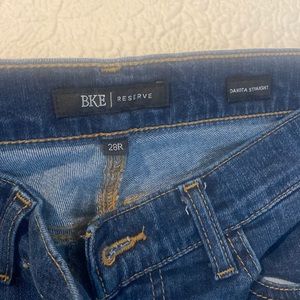 Pair of BKE RESERVE jeans. Size 28 R. Style is Dakota Straight. Dark denim